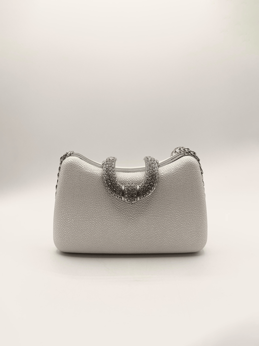 Shimmer Grab Bag with Double Chain Strap Silver - Image 2