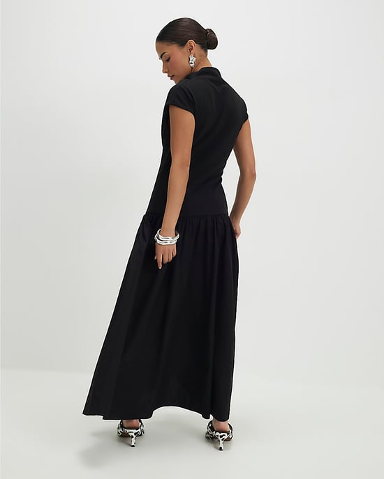 River Island Womens Maxi Dress Petite Black Short Cap Sleeve - Image 2