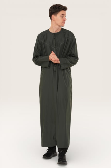Mens Grön Ramadan Eid Marockansk Jubba Robe Kaftan Djellaba Thobe LFS -TT-008 - Image 3