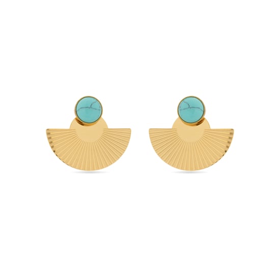 Luxenter Turquoise oorbellen afgewerkt in 18K geel goud- Ria - Image 1