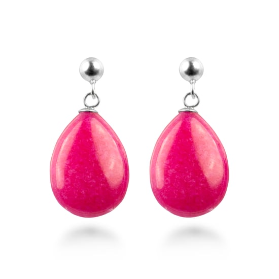Luxenter oorbellen, 925 sterling zilver, kenitna en roze agaat, gerhodineerd - Image 1
