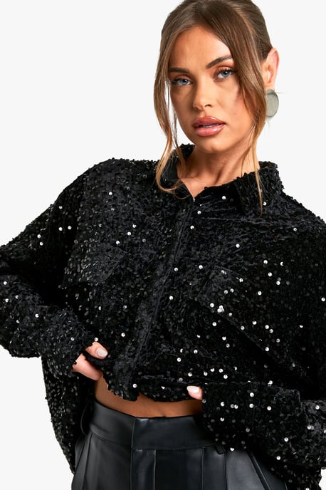 Velvet Sequin Oversized Shirt - Image 4
