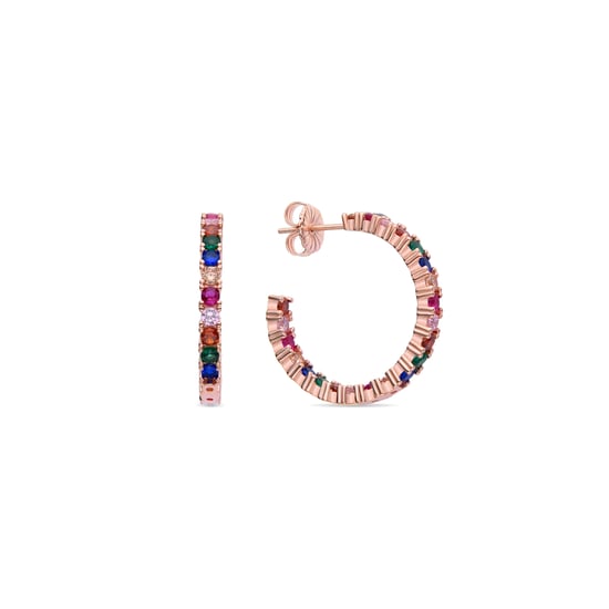 Luxenter vyamba örhängen i 925 sterlingsilver och flerfärgade kubiska zirkoner med 18k roséguldfinish - Image 1