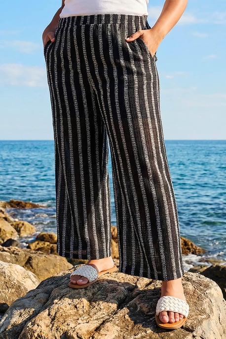 Curve Stripe Knit Wide Leg Trouser - Image 2