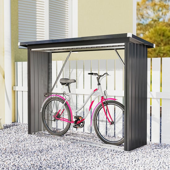 4goodz Houtopslag gegalvaniseerd staal met schuin dak – 66x213x150 cm - - Image 2