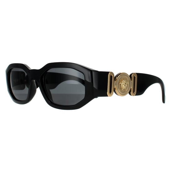 Versace Rectangle Unisex Black Dark Grey Sunglasses - Image 2