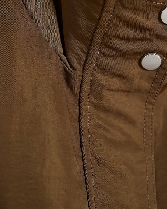 River Island Womens Bomber Jacket Khaki Funnel Neck Long Sleeve - Image 5