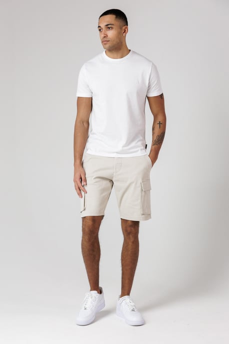 Stone Cotton Cargo Shorts - Image 4