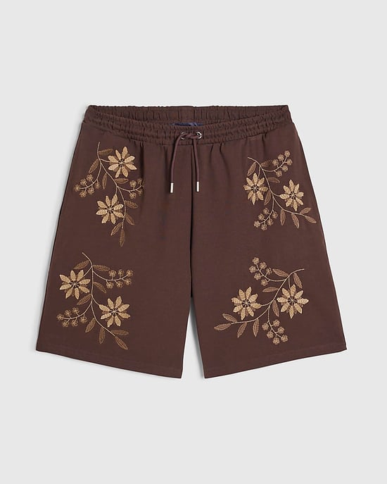 River Island Mens Shorts Brown Regular Fit Floral Drawstring - Image 6