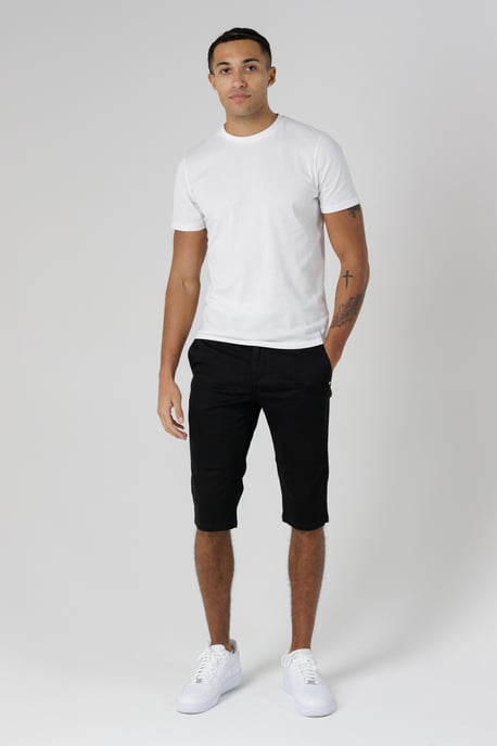 Black Organic Cotton Slim Fit Chino Shorts - Image 3