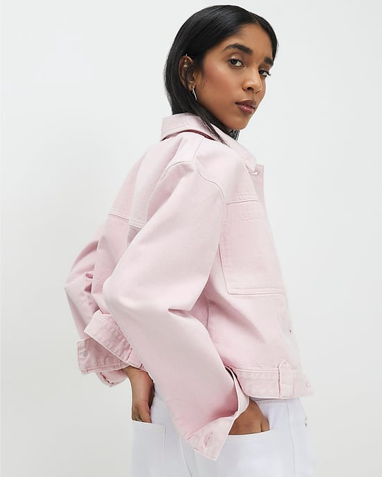 River Island Womens Jacket Pink Denim Pocket Front Collared - Image 3