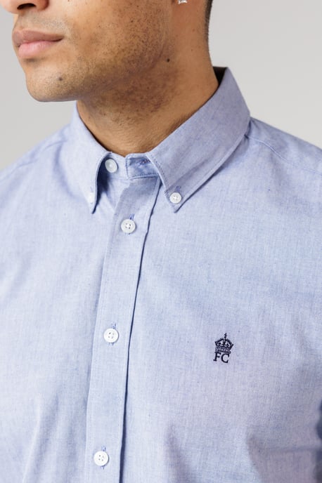 Navy Cotton Short Sleeve Oxford Shirt - Image 3