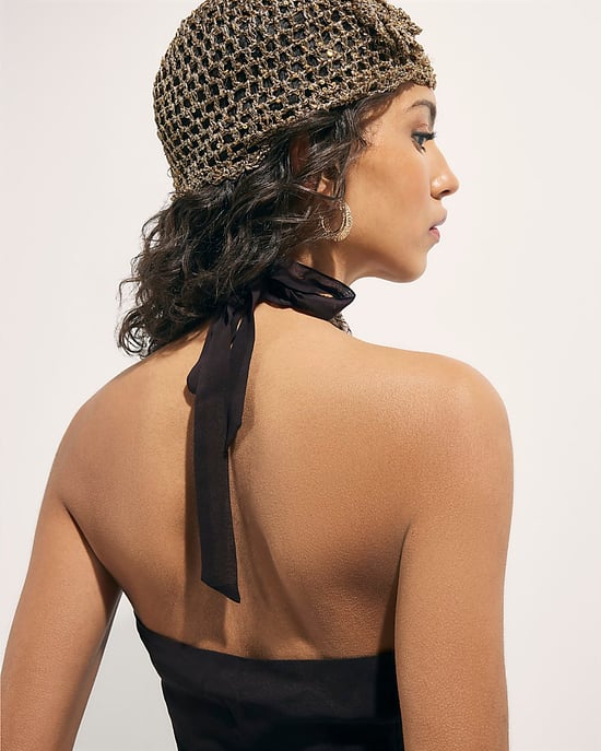 River Island Womens Crop Top Black Beaded Halter Terry De Havilland - Image 3