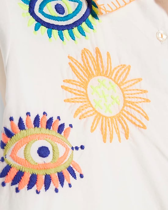 River Island Womens Shirt White Embroidered Graphic Long Sleeve - Image 5