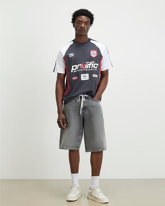 River Island Mens T-Shirt Grey Oversized Fit Cotton Prolific - Image 3