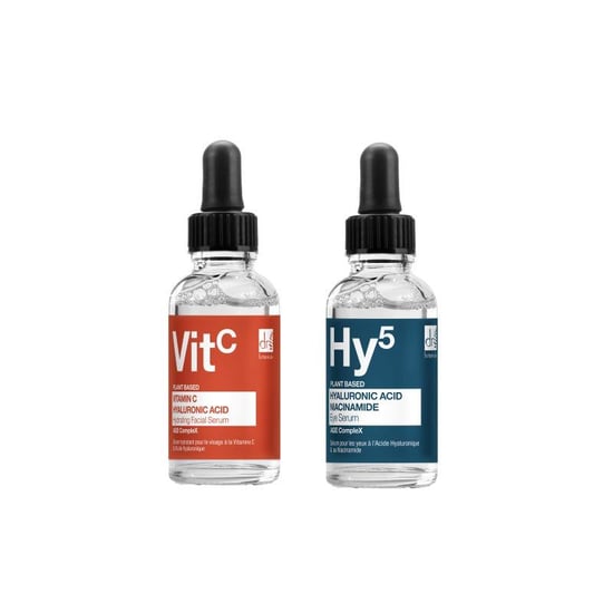 Dr. Botanicals Vitamin C & Hyaluronic Acid Anti-Ageing Facial Serum 30ml + Hyaluronic Acid Eye Serum 15ml for Dryness, Fine Lines, Wrinkles, Acne, Blemishes - Image 1