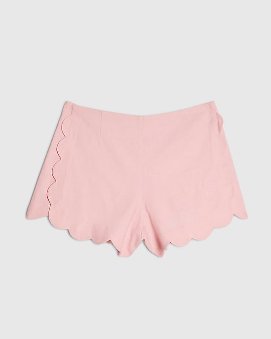 River Island Womens Shorts Pink Linen Blend Scallop Trim Zip - Image 6