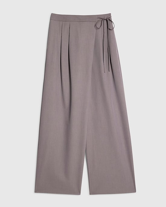 River Island Womens Wide Leg Trousers Grey Wrap Detail Zip - Image 5