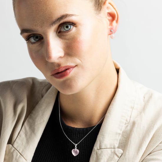 Sterling silver necklace made of 925 sterling silver and rose quartz rhodium plated finish - Image 2