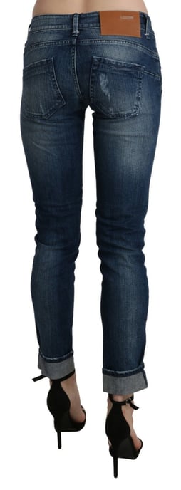 Acht Cotton Blue Washed Low Waist Skinny Cropped Jeans - Image 4