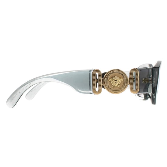 Versace Rectangle Unisex Transparent Grey Light Grey Silver Mirror VE4361 Sunglasses - Image 4