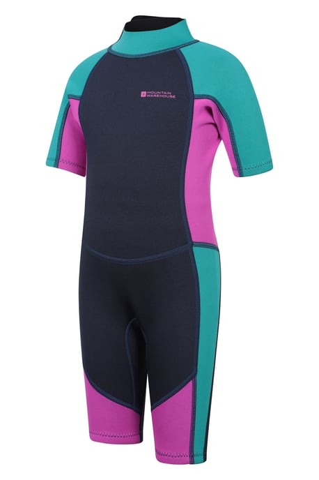 Kids Shorty Wetsuit Neoprene Fabric Flat Seams Surf Diving Swimwear Purple - Image 4