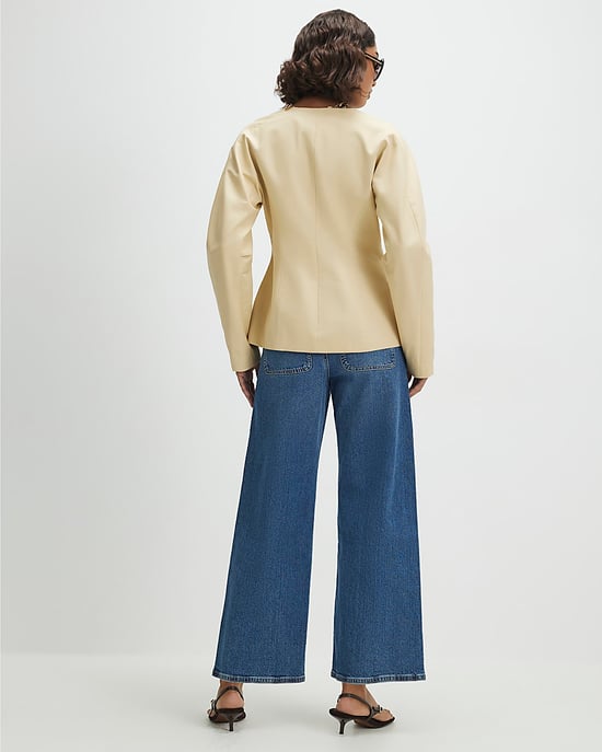 River Island Womens Cropped Jeans Blue Denim Zip Hook - Image 3