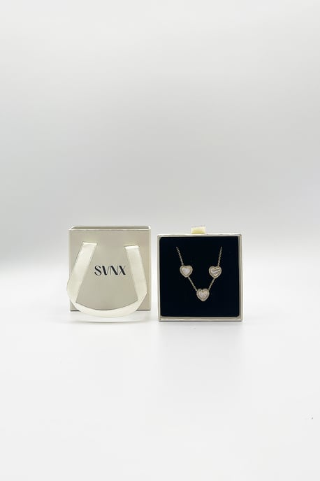 Moonstone Heart Necklace & Earrings Set In Gold - Gift Boxed - Image 1