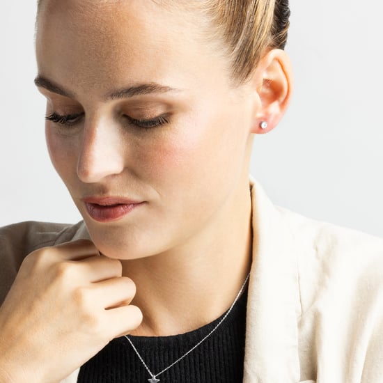 Luxenter oorbellen, 925 sterling zilver met schelp en glanzende zirkonia, gerhodineerd afgewerkt - Image 5