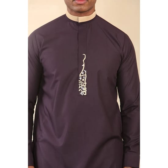 Men's Purple Thobe Arab Saudi Emirati Islamic Clothing Jubba Robe - Image 4