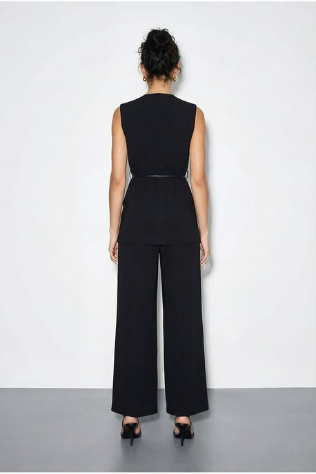 High Waist V-Neck Belted Two-Piece Co-ord Set - Image 6