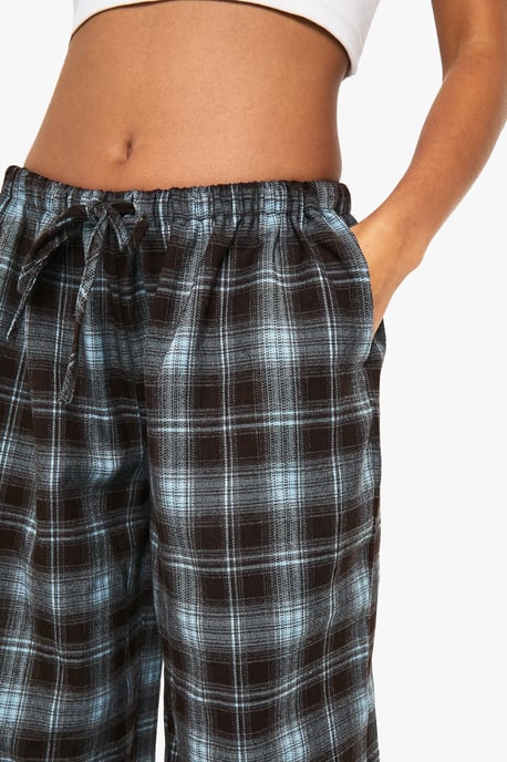 Petite Check Wide leg Drawcord Waist Trousers - Image 4