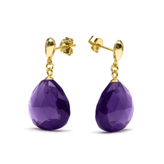 Luxenter zoqoyi-örhängen i 925 sterlingsilver och naturlig ametist med 18K guldplätering - Image 3