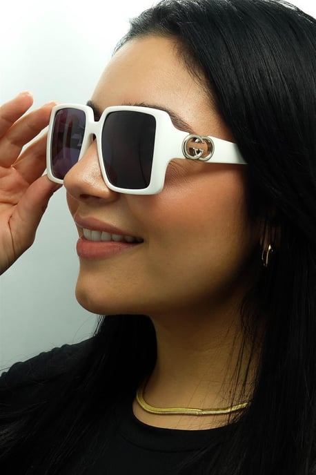 Gucci Vierkant Dames Wit met Zilver Donkergrijs GG1692S - Image 5
