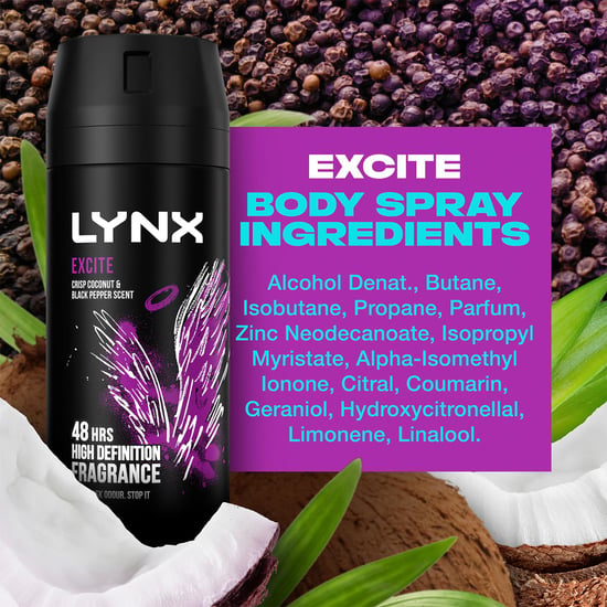 Lynx Body Spray Excite 48-H High Definition Fragrance Deo For Men, 3x150ml - Image 5