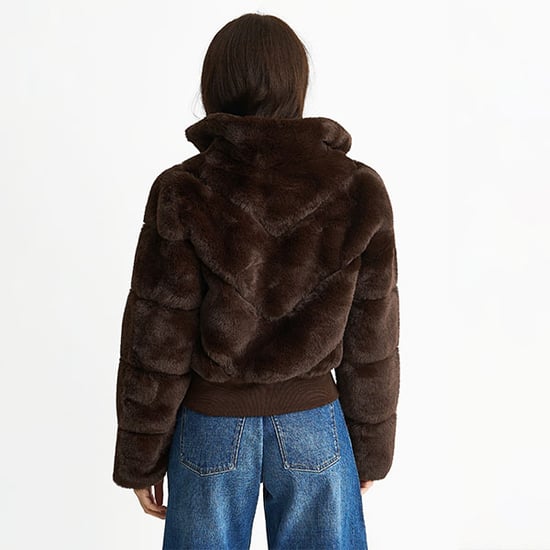 Faux Fur Zip Front Short Jacket - Image 4