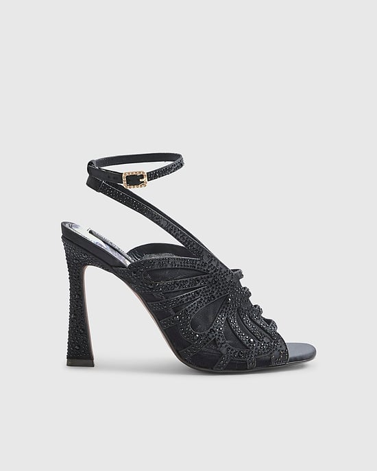 River Island Womens Heels Black Butterfly Design Caged Buckle - Image 2