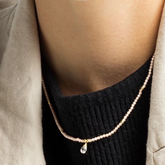 Luxenter athat halsband i metallegering och champagne zirkonia 18K guldpläterad finish - Image 3