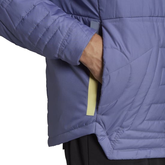 Men's adidas Myshelter Primaloft Hooded Padded Jacket me in Orbit Violet / Pulse Yellow - Image 5