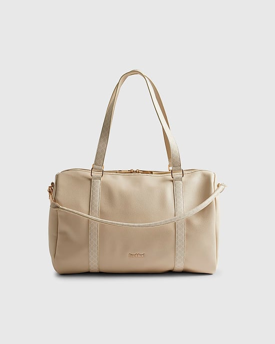 River Island Womens Holdall Cream Monogram Trim Soft Zip - Image 4