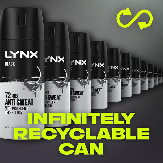 6 Pack Lynx 72Hour Sweat Protection Anti-Perspirant Deodorant, 150 ml[Black] - Image 6