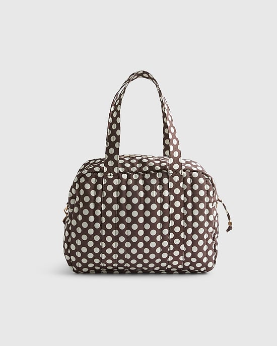 River Island Womens Holdall Bag Brown Polka Dot Quilted Zipped Zip - Image 2