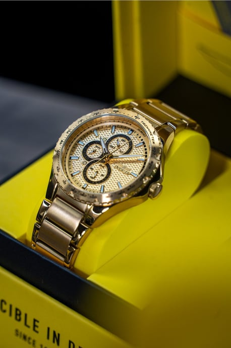 Invicta Aviator 50106 Herenhorloge - Quartz Uurwerk - Roestvrij Staal met Gouden Wijzerplaat - 44 mm - Image 3