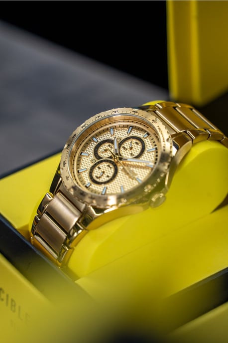 Invicta Aviator 50106 Herenhorloge - Quartz Uurwerk - Roestvrij Staal met Gouden Wijzerplaat - 44 mm - Image 2