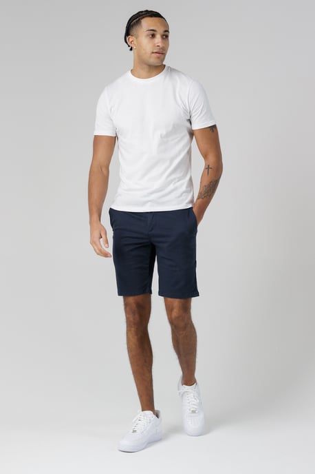 Navy Organic Cotton Slim Fit Chino Shorts - Image 3