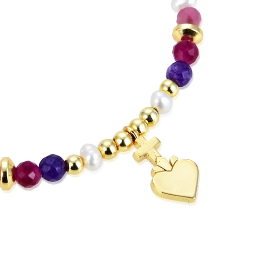 Luxenter Sterling Zilver 925 collier met Veelkleurig Kristal afgewerkt in 18K geelgoud - Nymox - Image 5