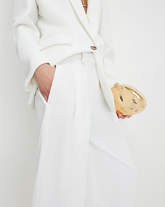 River Island Womens Wide Leg Trousers White Zip & Hook Pleated - Image 4