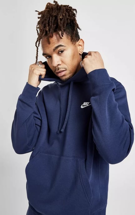 Nike Navy Club Fleece Pullover Hoodie - Image 4