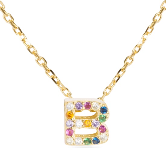 Luxenter Sterling Zilver 925 collier met Veelkleurige Zirkonia afgewerkt in 18K geel goud - Alfabet - Image 1