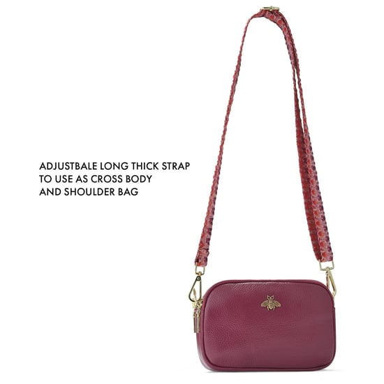 Ladies Crossbody Bag With Wide Strap, Chain And Wristlet in Burgundy - Image 6